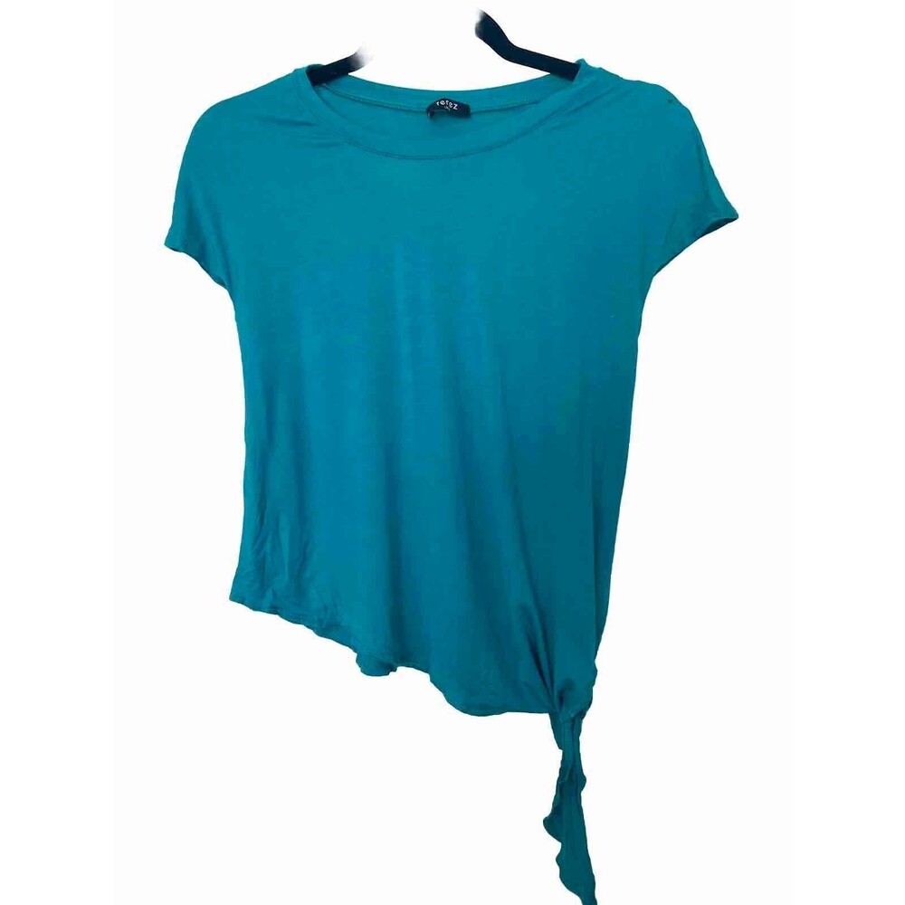 Terez Girl's Aqua Side Tie Short‎ Sleeve Jersey T-shirt Top Size L $46